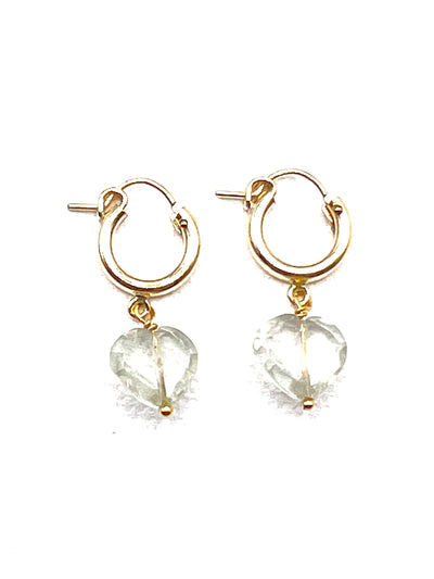 The Green Amethyst Stone Heart Hoops