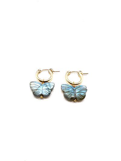 The Labradorite Stone Butterfly Hoops