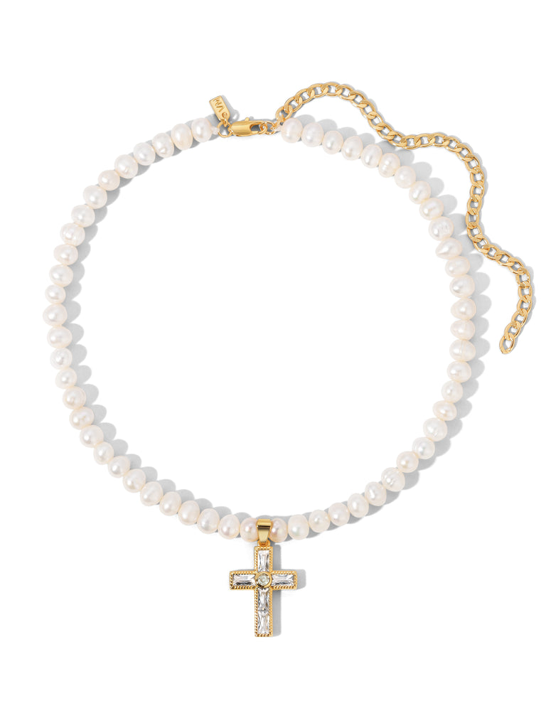 Vanessa Mooney - The Asher Cross Necklace - Necklaces - Pearl ...