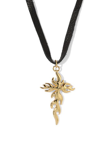 The Dante Flaming Cross Choker - Gold