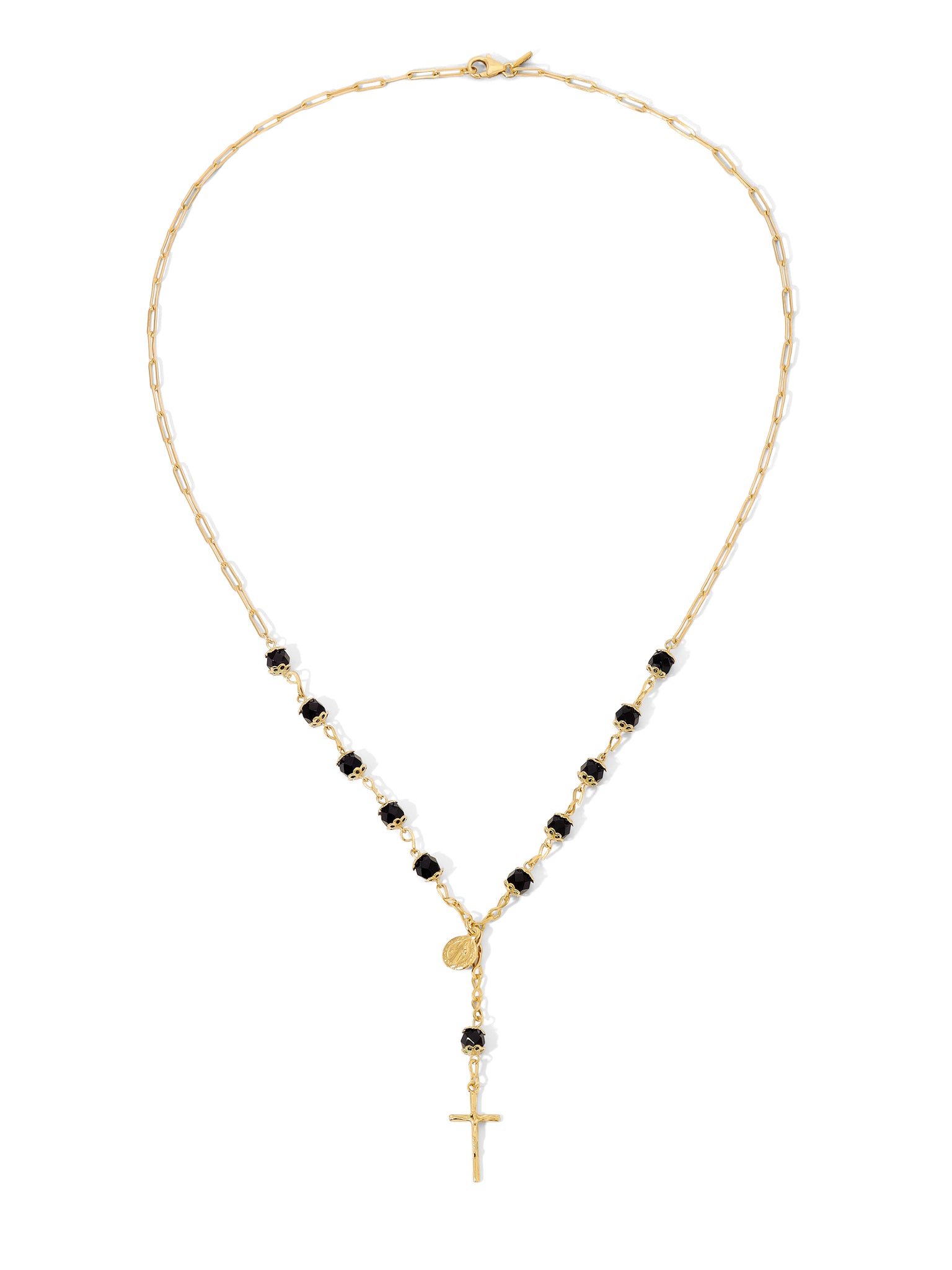 Italian Gold Brilliance Bead Rosary Necklace in 14K Gold | Peoples Jewellers