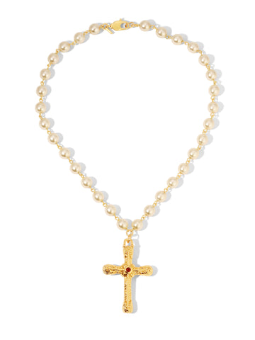 The Nova Pearl Cross Necklace