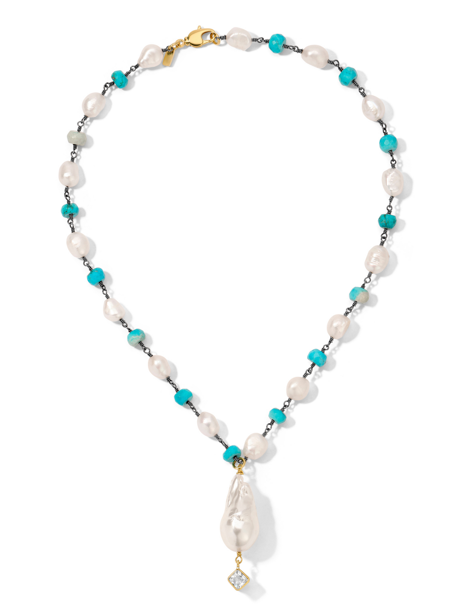 The Pearl & Turquoise Dewdrop Necklace