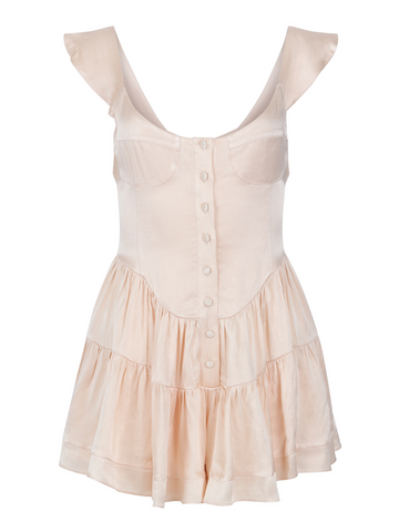 The Elisabeth Romper Dress - Cream Satin