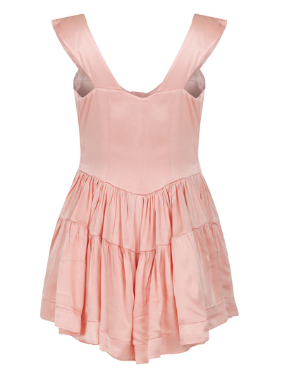 The Elisabeth Romper Dress - Baby Pink Satin