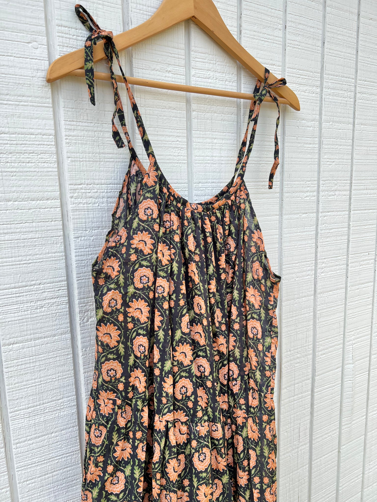 SAMPLE: Flowy Cotton Mini Dress Dark Floral
