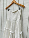 SAMPLE:  White Lace Ruffle Maxi Skirt
