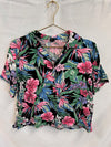 VINTAGE: Wild Fable Cropped Hawaiian Button Down Mom Shirt, Made in Indonesia