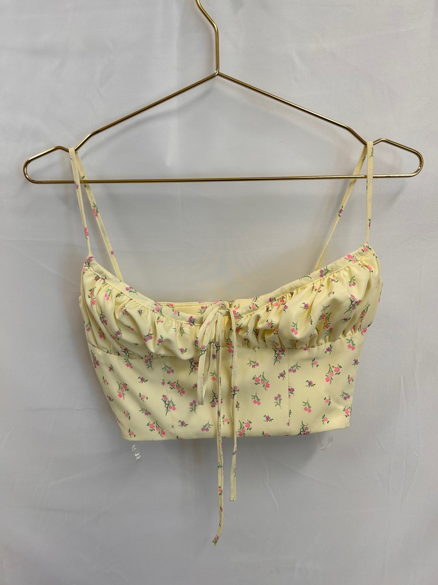 VIINTAGE: House of CB London Yellow Floral Spaghetti Crop