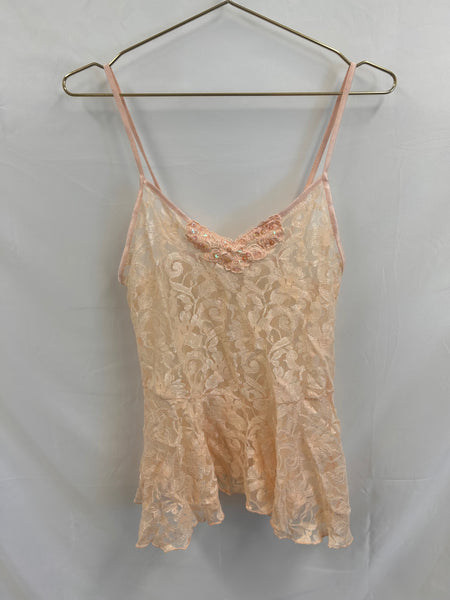 80s PEACH LACE CAMI TOP