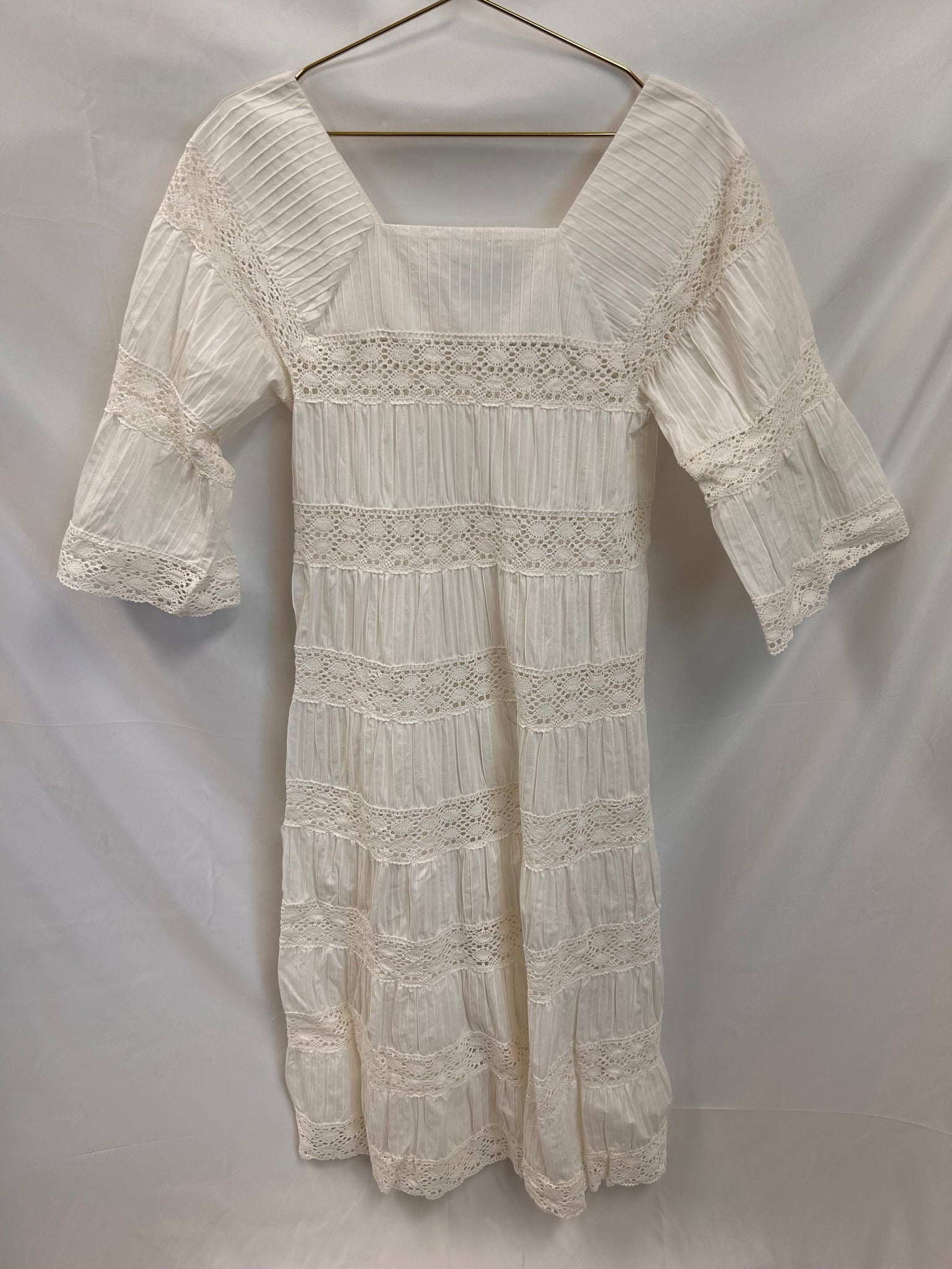 VINTAGE: Vanessa Mooney Long Cream White Maxi Dress