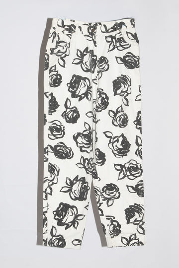 Vintage White & Black Rose Print