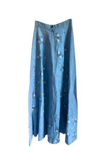 Vintage Denim & Flower Skirt