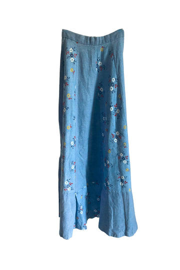 Vintage Denim & Flower Skirt