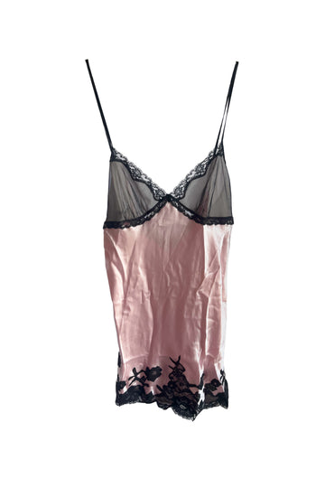Vintage Pink Satin & Lace Slip Dress