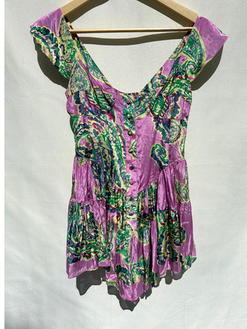 Vanessa Mooney Lavender and Green Romper Dress