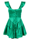 The Elisabeth Romper Dress - Emerald Satin