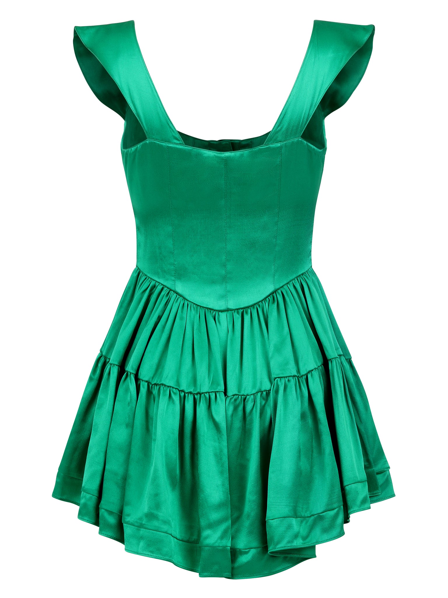 The Elisabeth Romper Dress - Emerald Satin