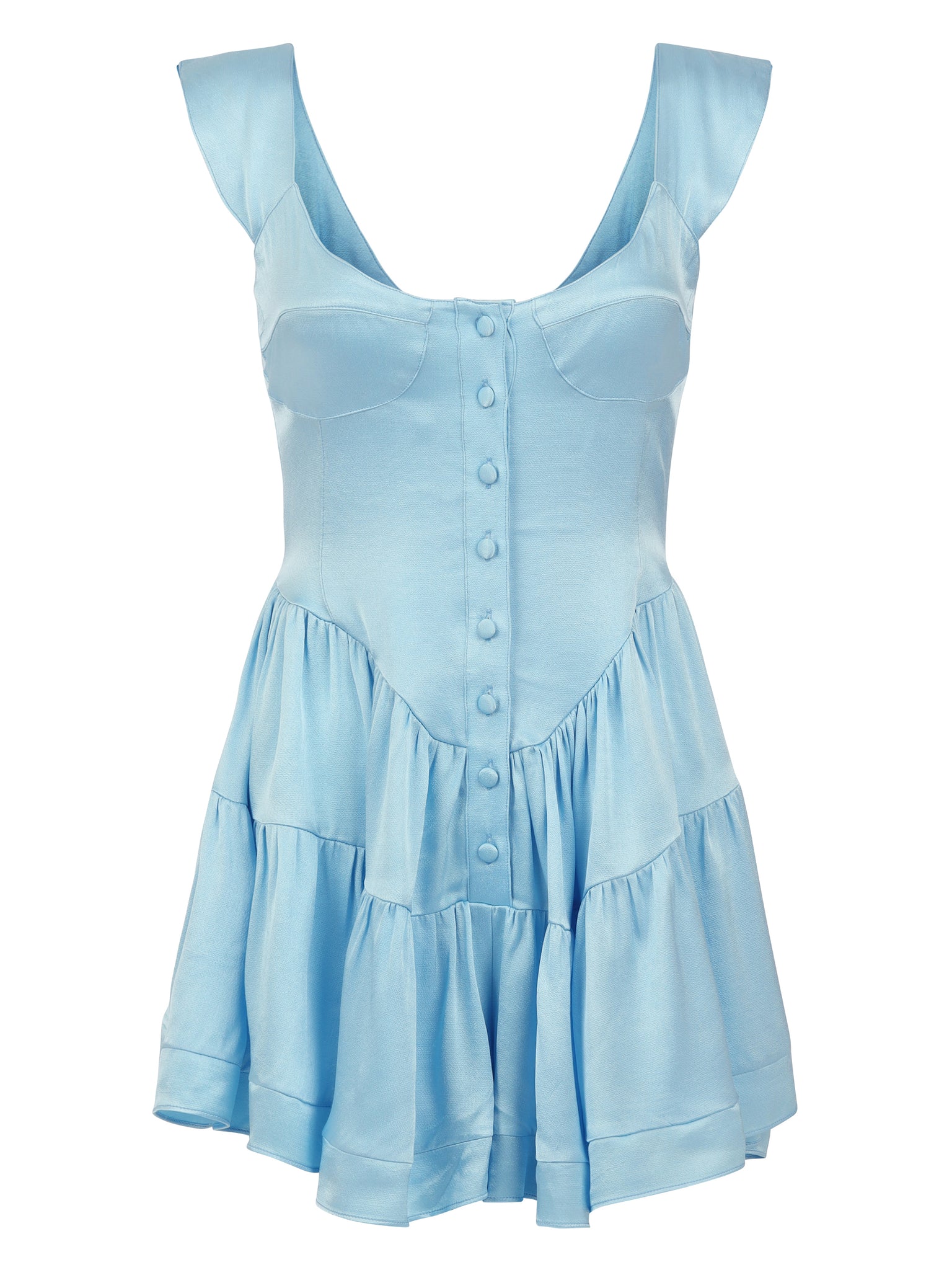 The Elisabeth Romper Dress - Sky Blue Satin