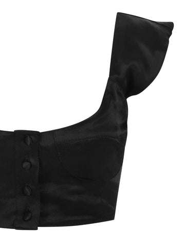 The Elisabeth Crop Top - Black Satin