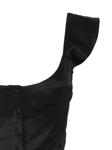 The Heather Top - Black Satin