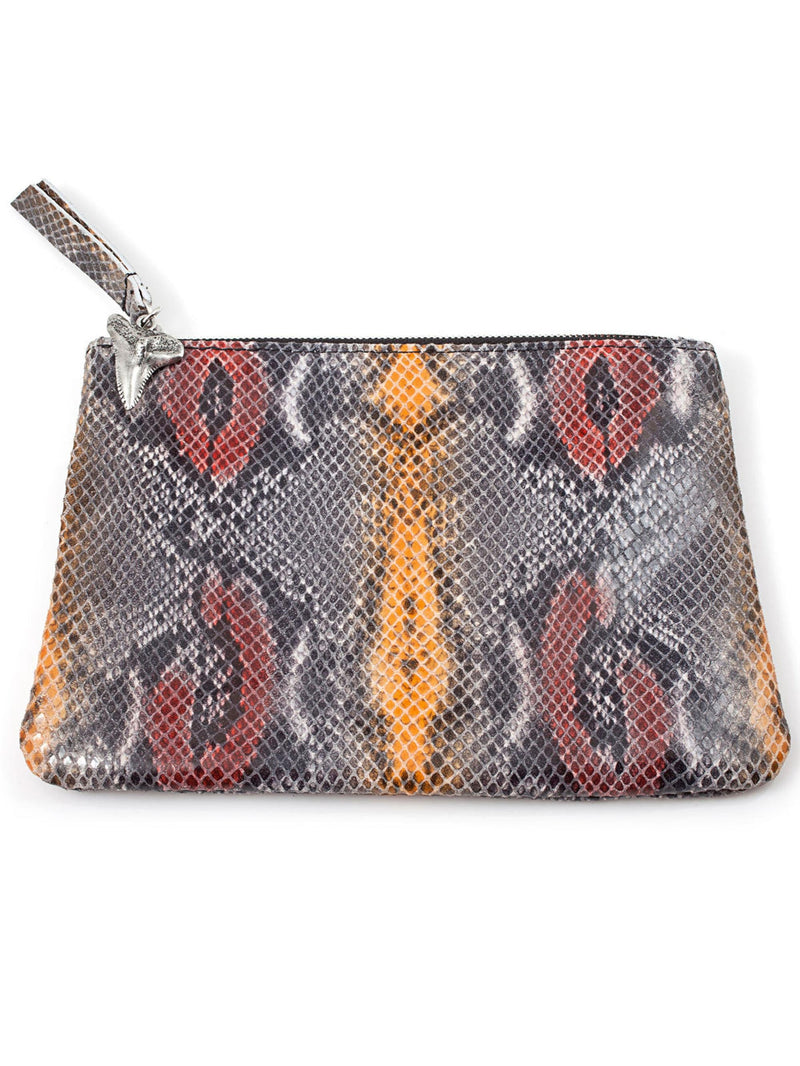 Vanessa Mooney Snake Skin Leather Zip Pouch