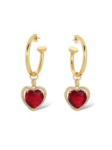 The Ruby Heart Hoop Earrings