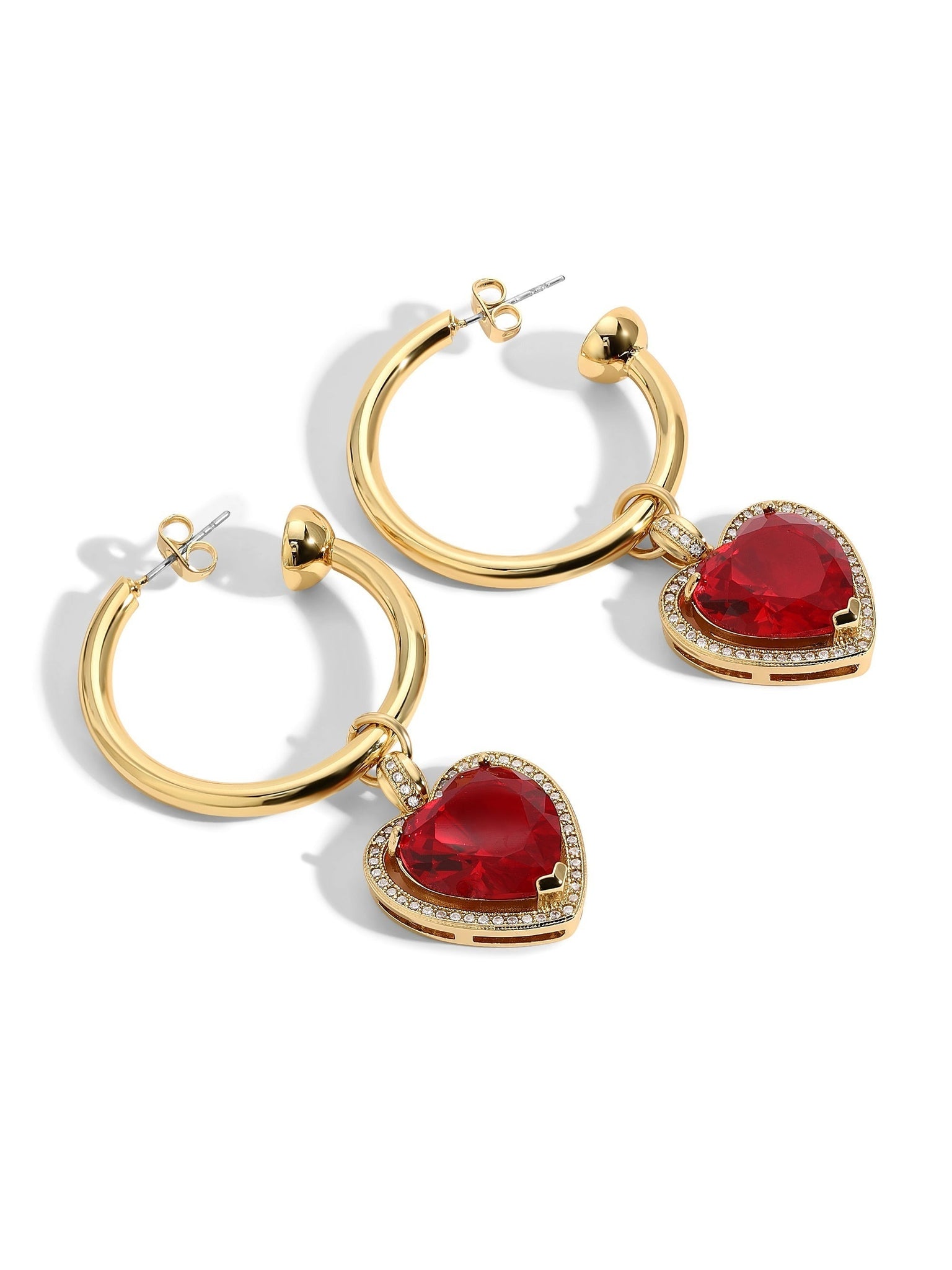 The Ruby Heart Hoop Earrings