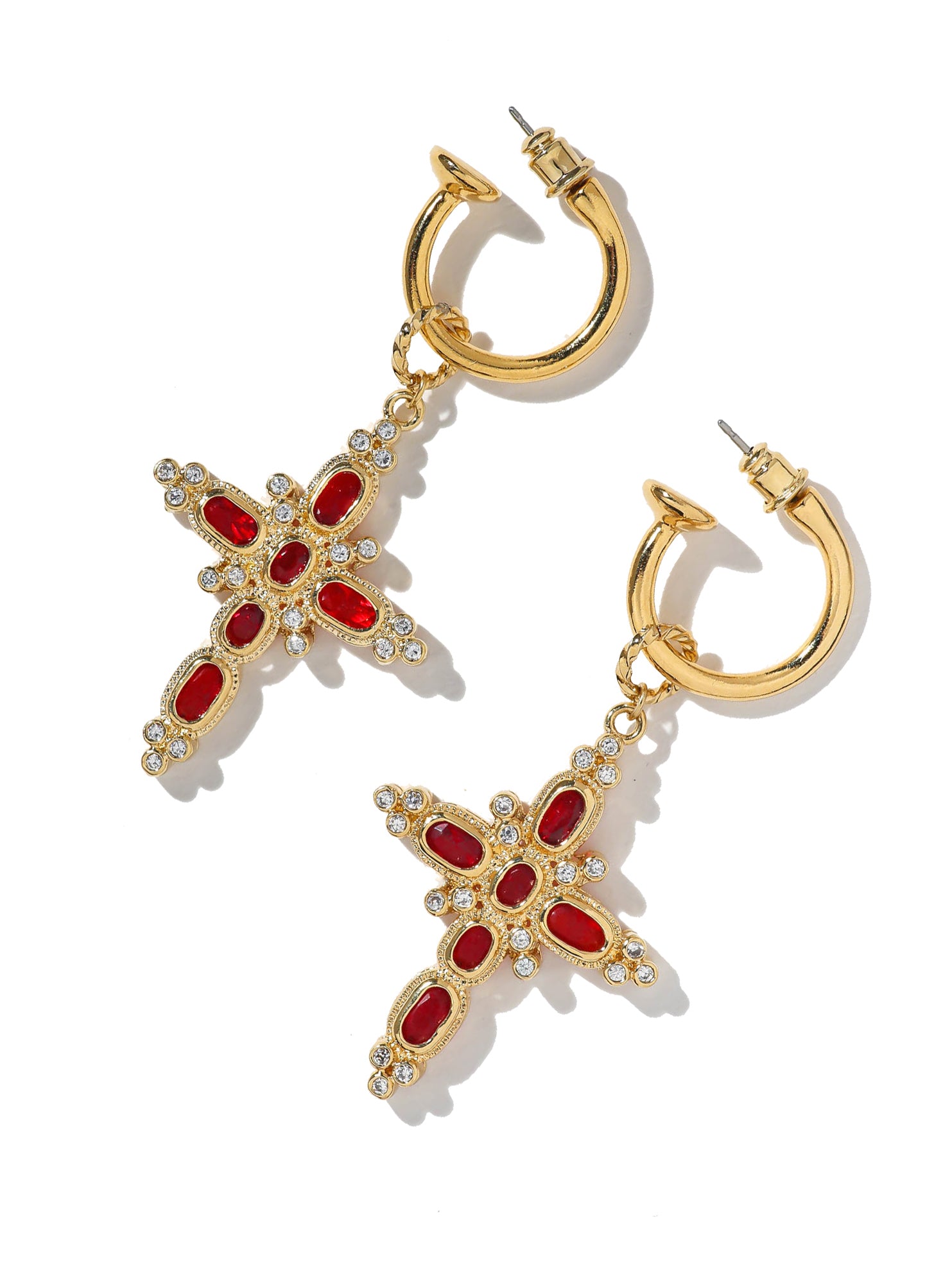 The Aalia Ruby Cross Earrings