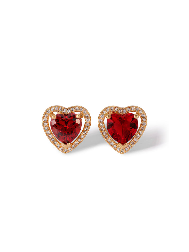 Vanessa Mooney - The Mini Heart Earrings - Ruby - Earrings - R...