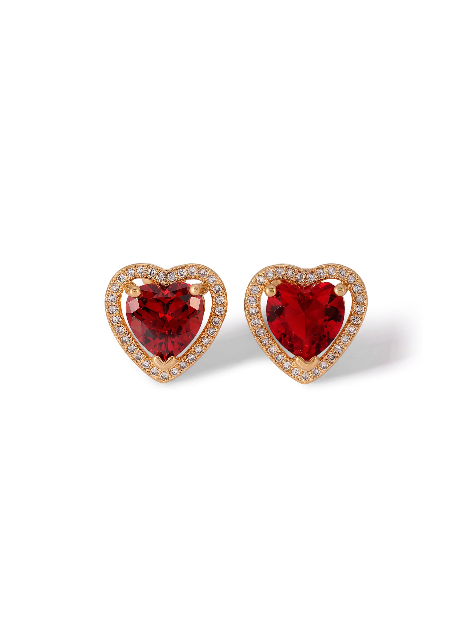 The Mini Heart Earrings - Ruby