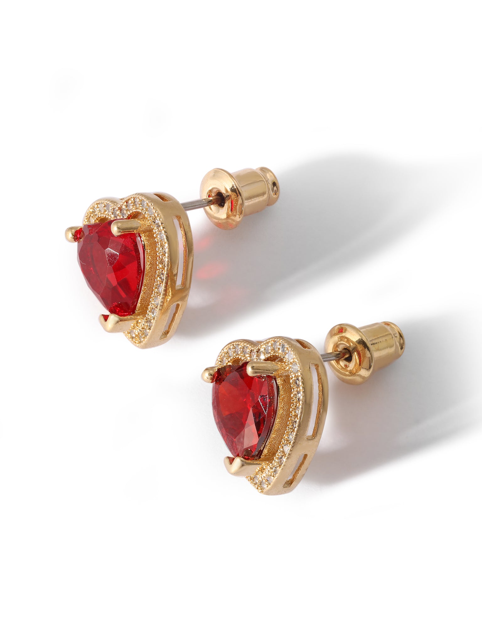 The Mini Heart Earrings - Ruby