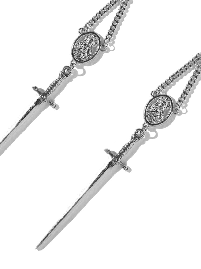 The Amparo Rosary Earrings - Silver