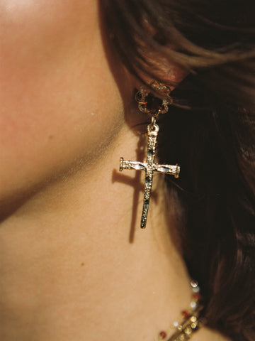 The Aria Ruby Cross Earrings