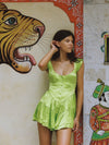 The Elisabeth Romper Dress - Green Satin