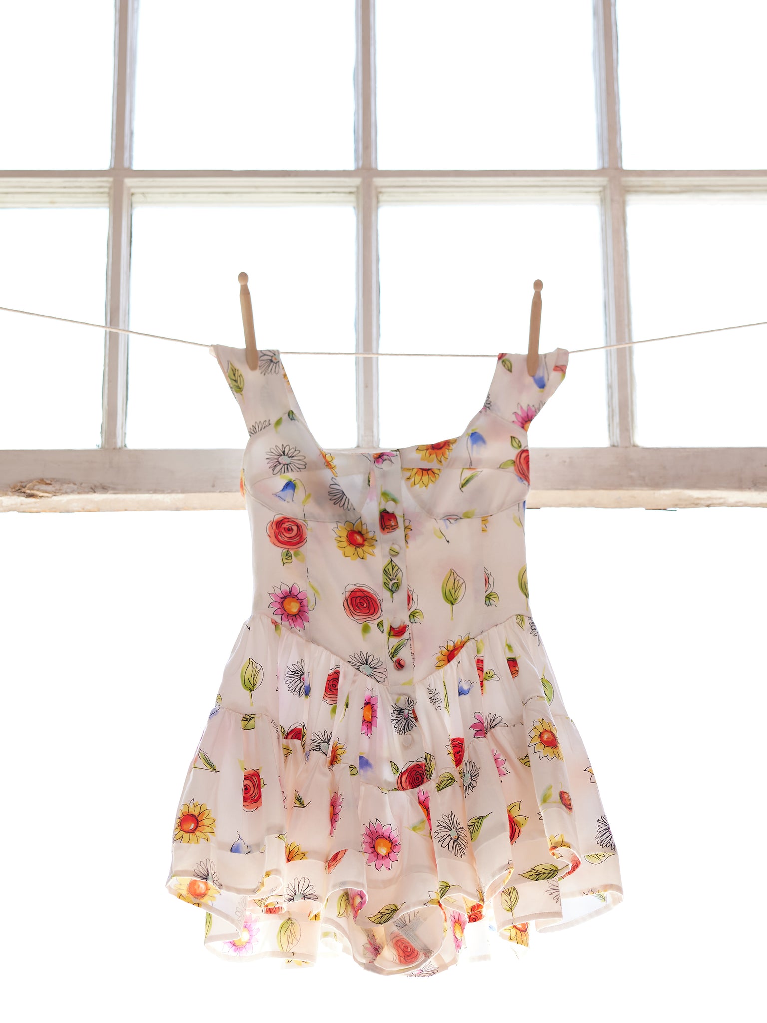 The Elisabeth Romper Dress - White Flower Print
