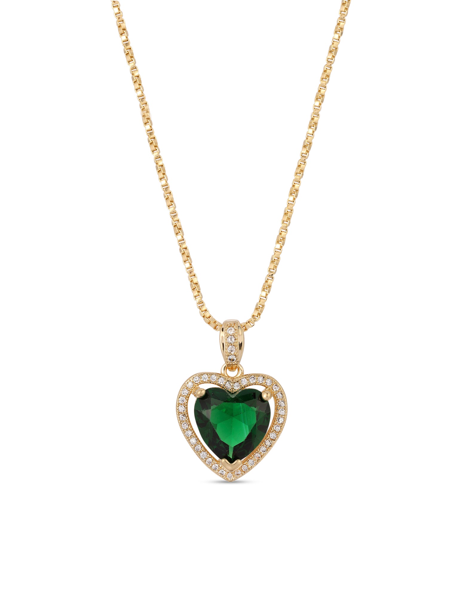 The Mini Heart Necklace - Emerald