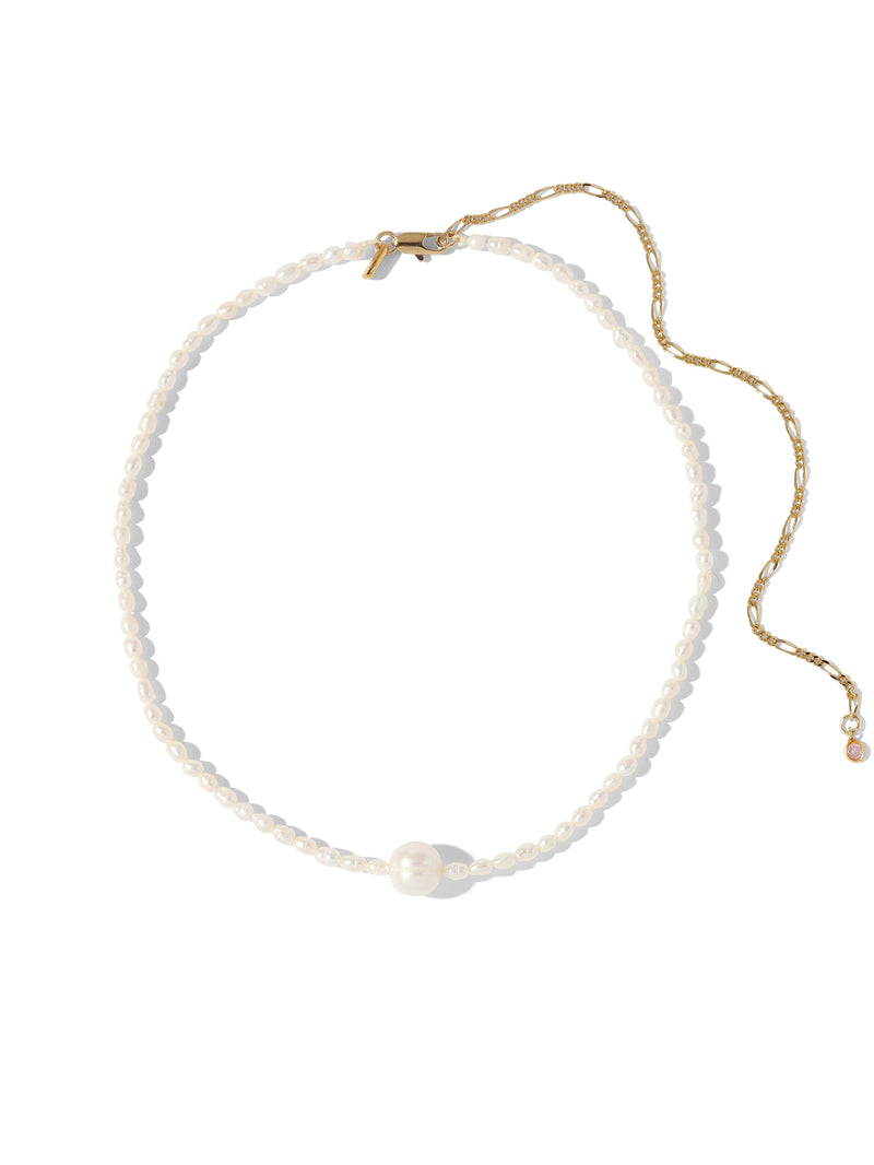 Schweetums - Floral Mesh Faux Pearl Fishing Line Choker