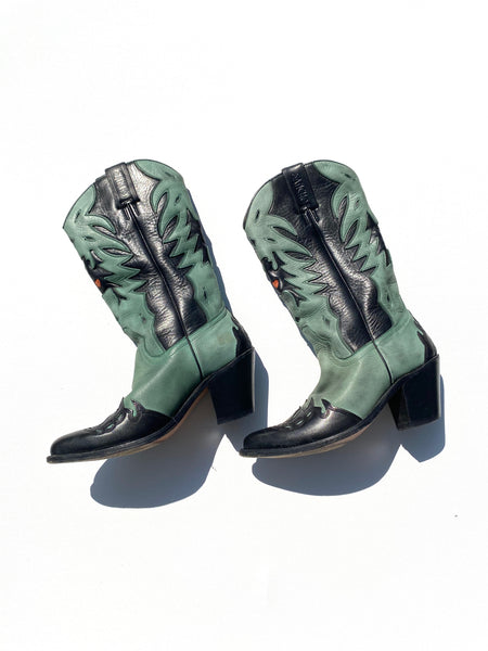 Black and shop green cowboy boots