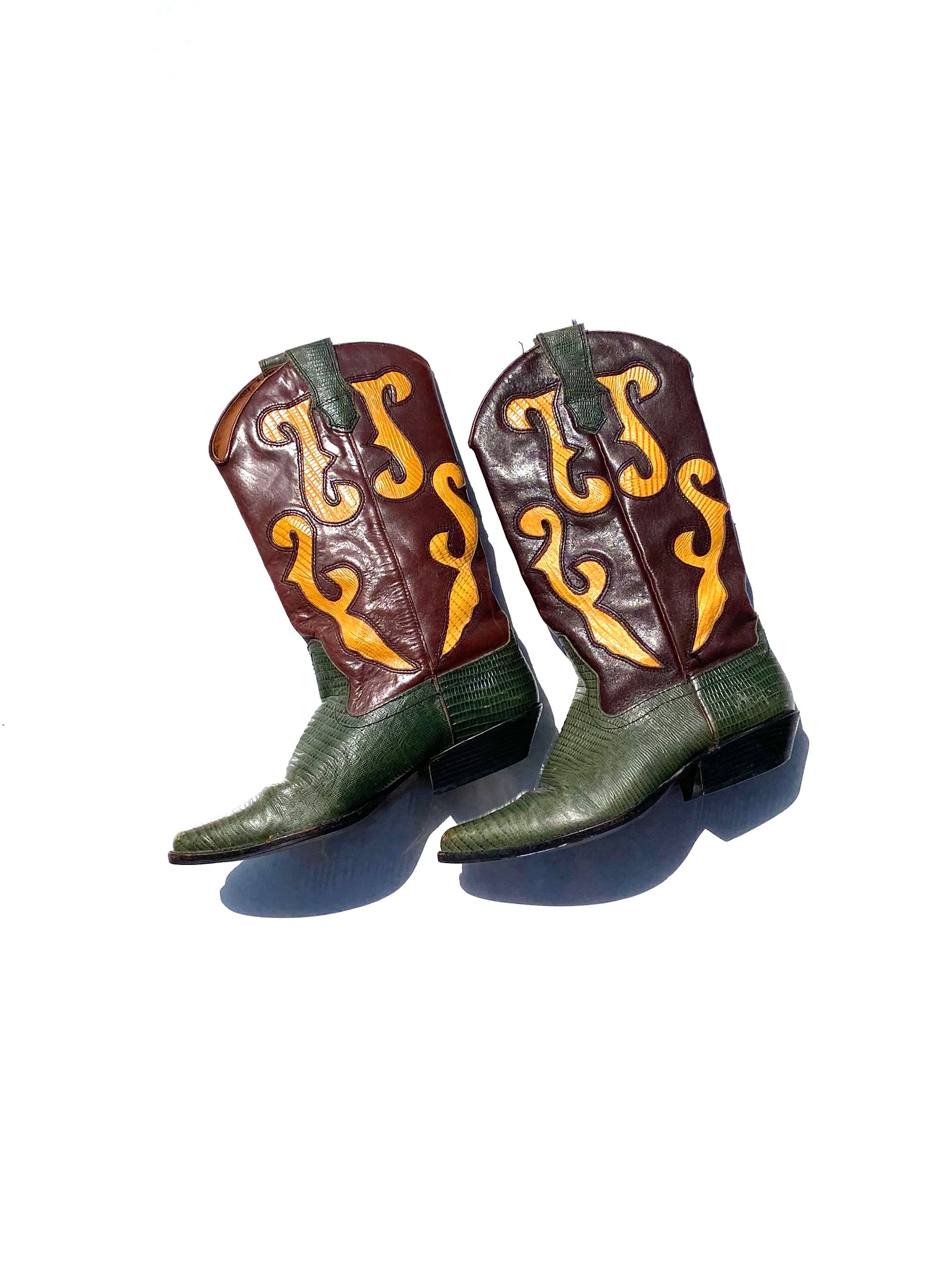 VINTAGE: Western Boots - Green Snakeskin