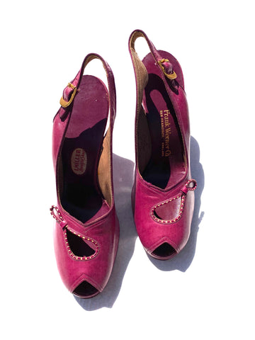 VINTAGE: Slingback Heels - Plum Pink