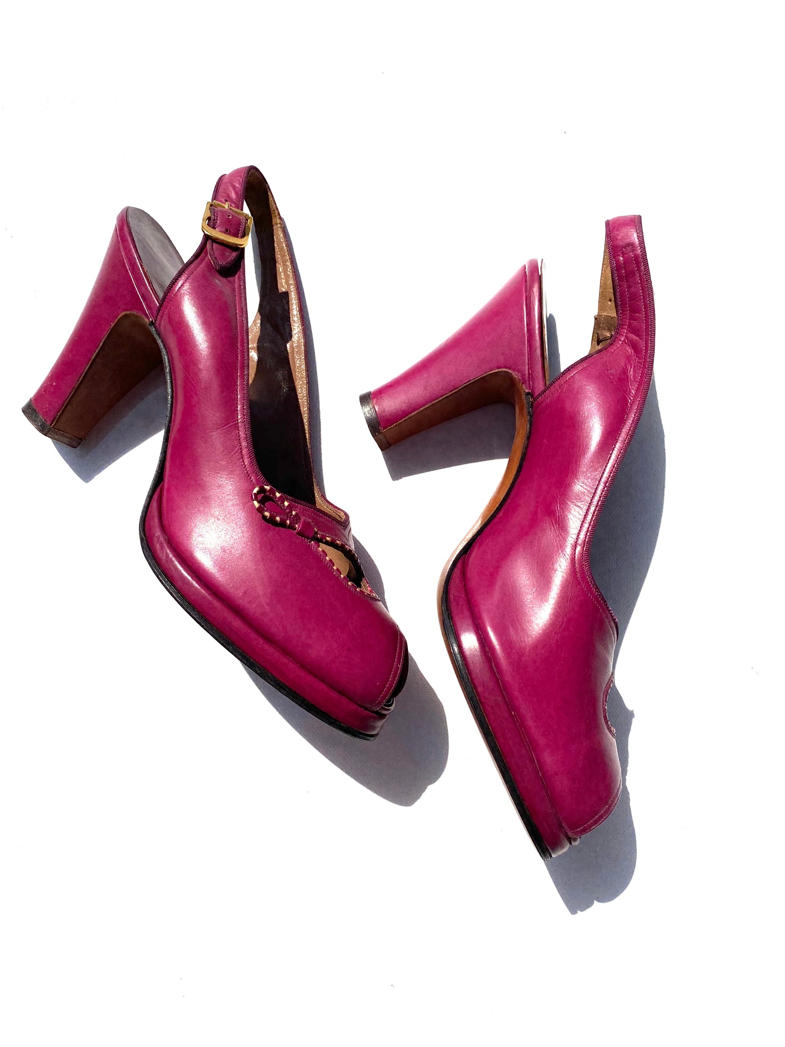 VINTAGE: Slingback Heels - Plum Pink