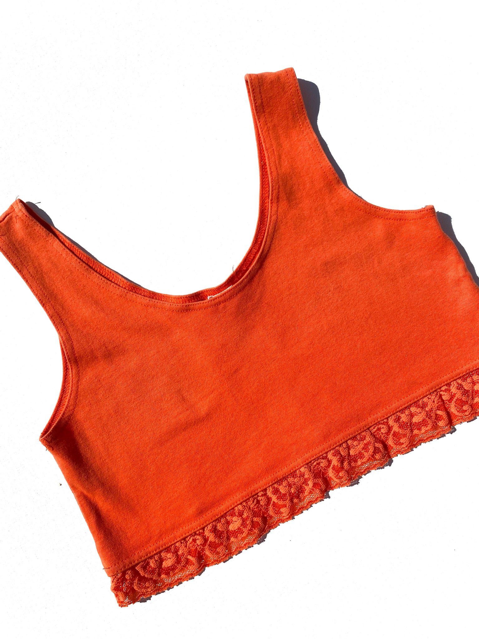 VINTAGE: Crop Top - Orange Lace