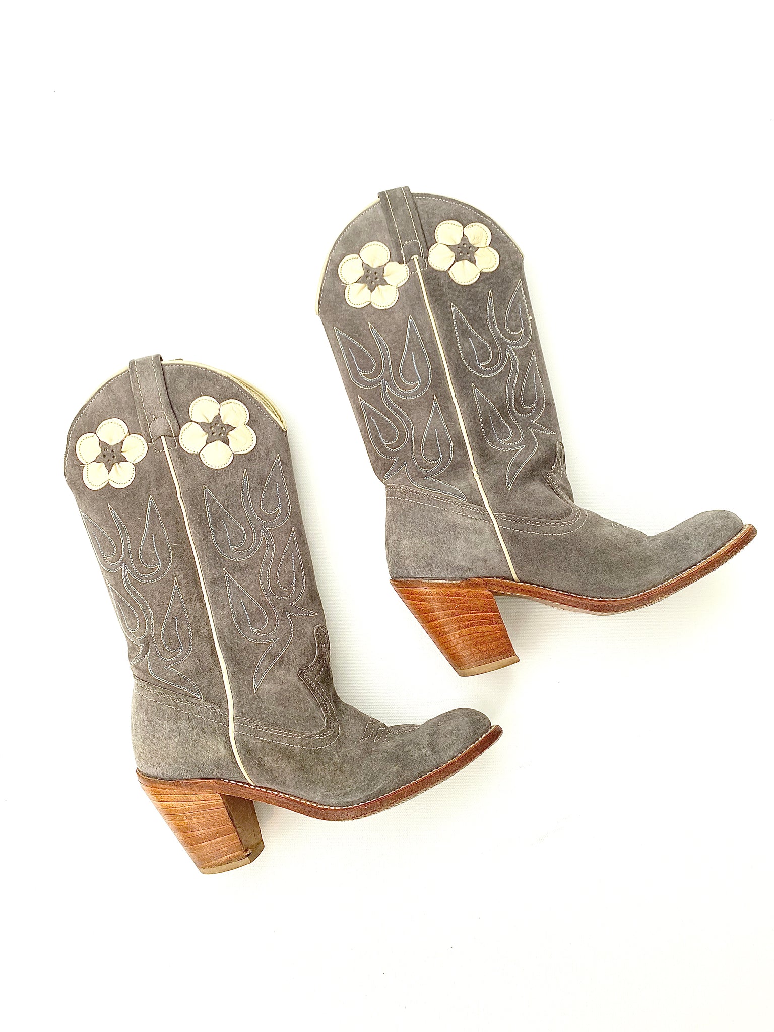 VINTAGE: Western Boots - Gray Suede