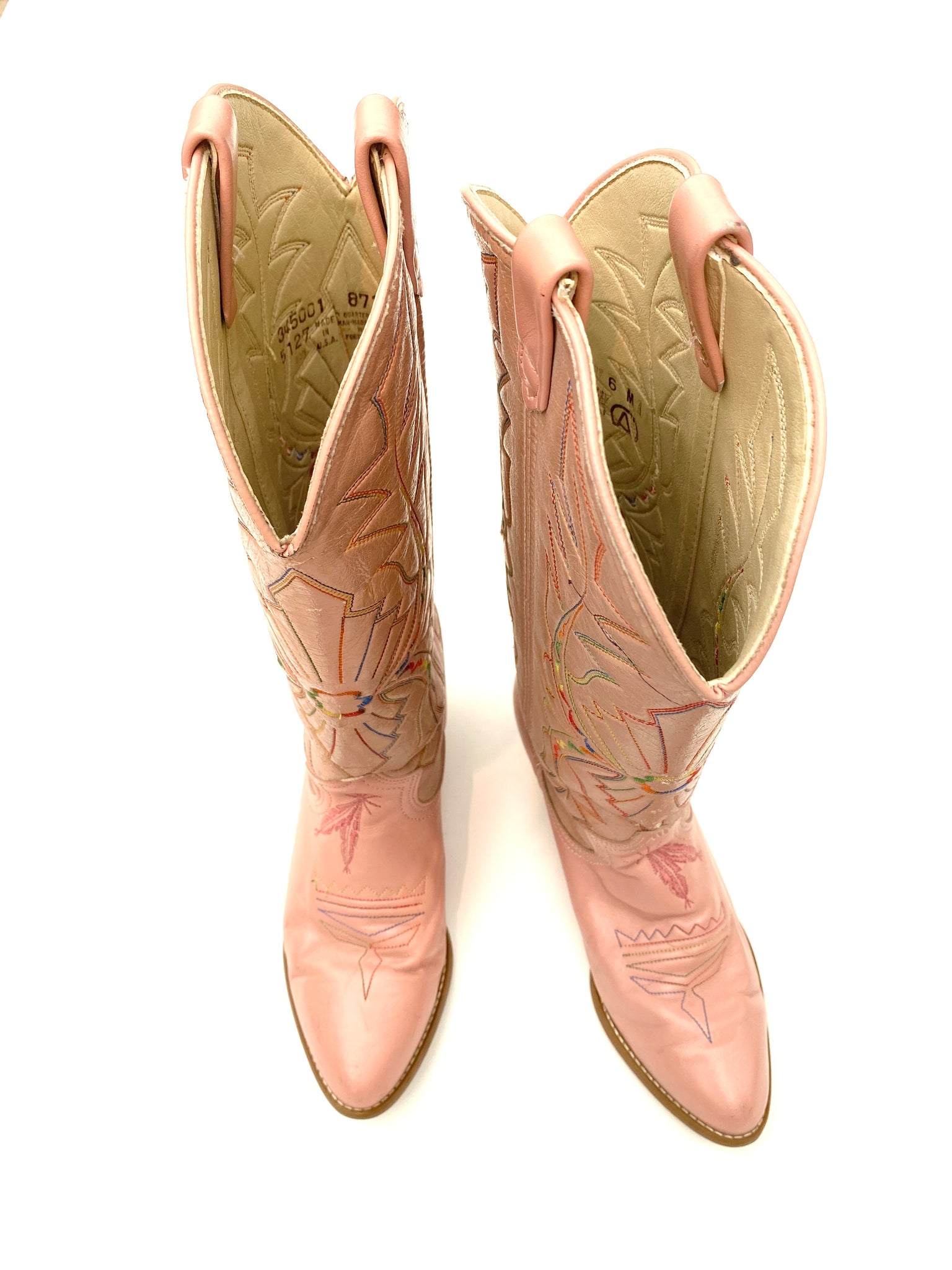 VINTAGE: Western Boots - Peach Filigree