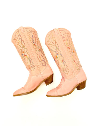 VINTAGE: Western Boots - Peach Filigree