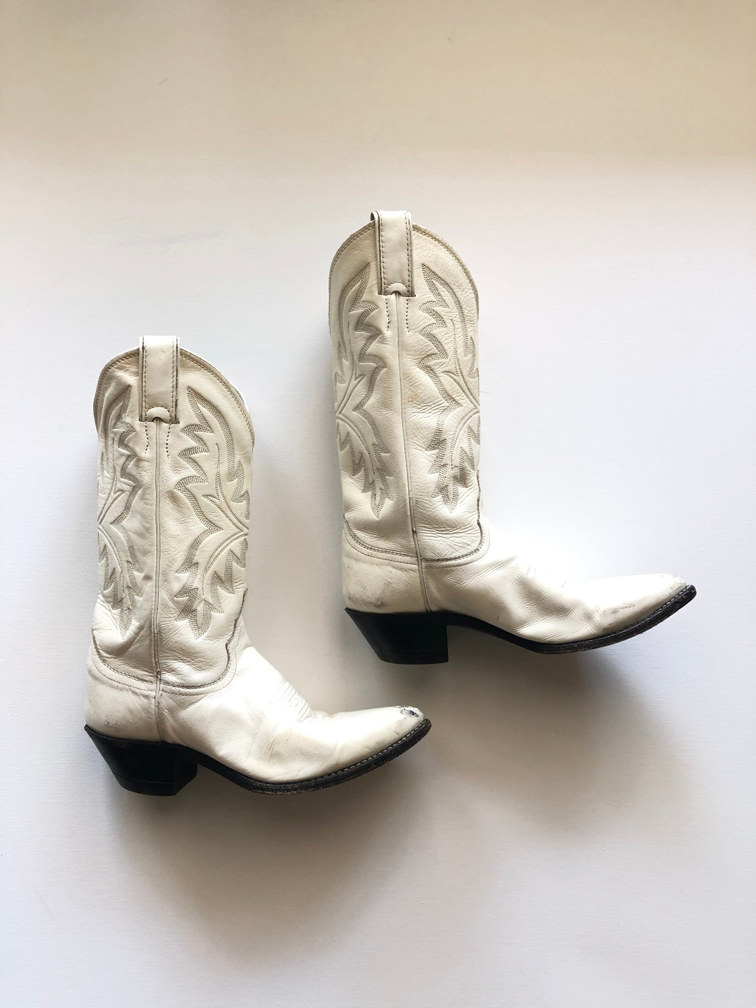 Old Vintage Western Made In Mexico White Leather on sale Boot Purse