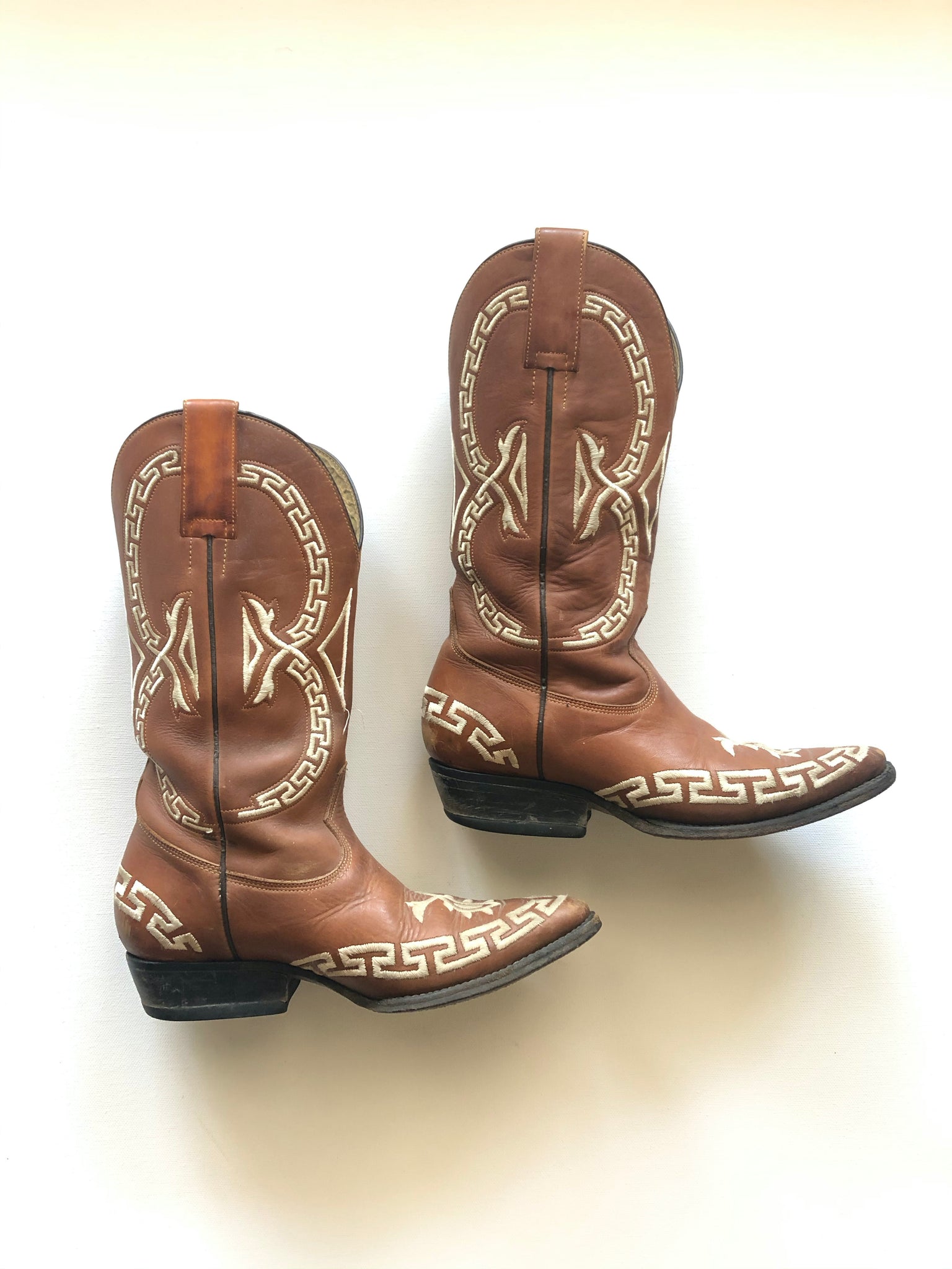 VINTAGE: Western Boots - Brown Geo