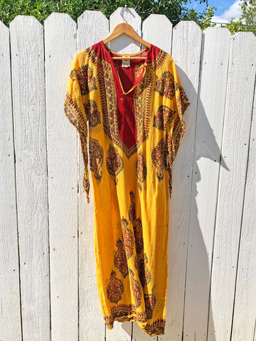 VINTAGE: Gauze Dress - Yellow Multi