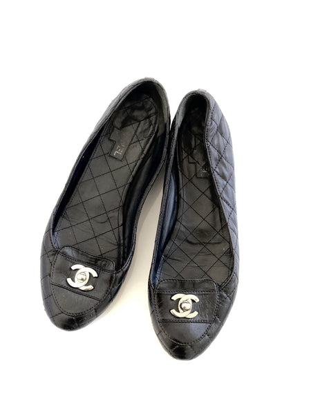 VINTAGE: Black Quilted Chanel Loafers - Vintag - Vanessa Mooney